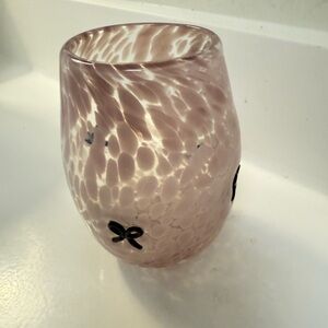 Pink Swirl Confetti Drinking Glass Icon Black‎ Bow Decor Drinkware Cup